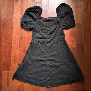 Boohoo Black Puff Sleeve Mini Dress